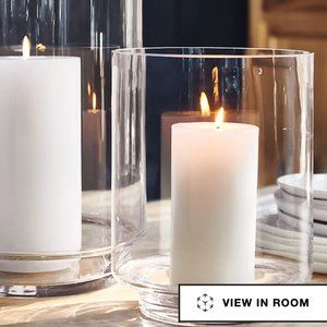 A Pair of Crate & Barrell Taylor Glass Hurricanes - NEW